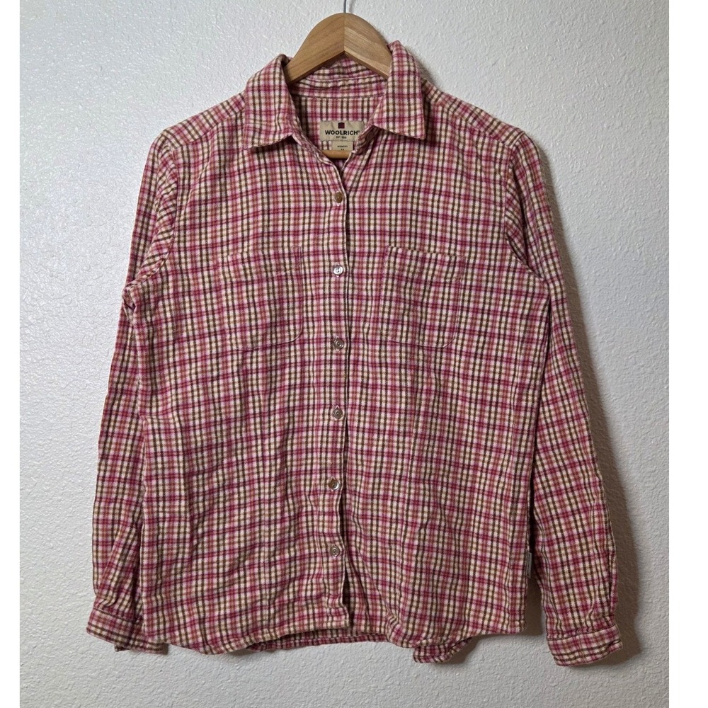 Woolrich Pink Plaid Flannel Button Up Med Cottagecore Heritage Outdoor Gorpcore‎